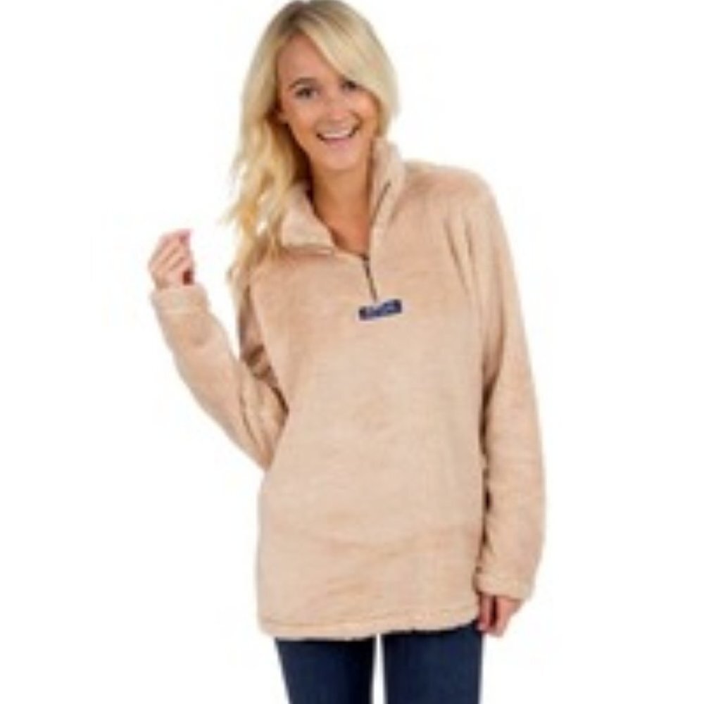 LAUREN JAMES Linden Pullover Sherpa Fleece Sand 2XL